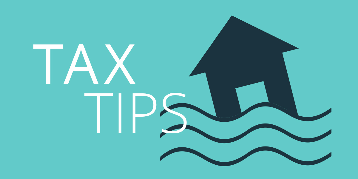 Tax Tip with flooded house icon